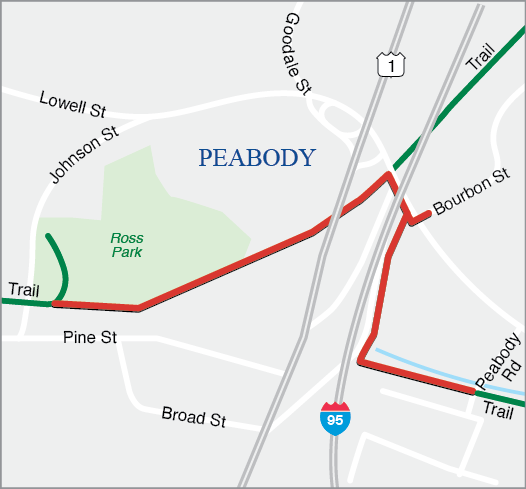 PEABODY: MULTI-USE PATH CONSTRUCTION OF INDEPENDENCE GREENWAY AT INTERSTATE 95 AND ROUTE 1 